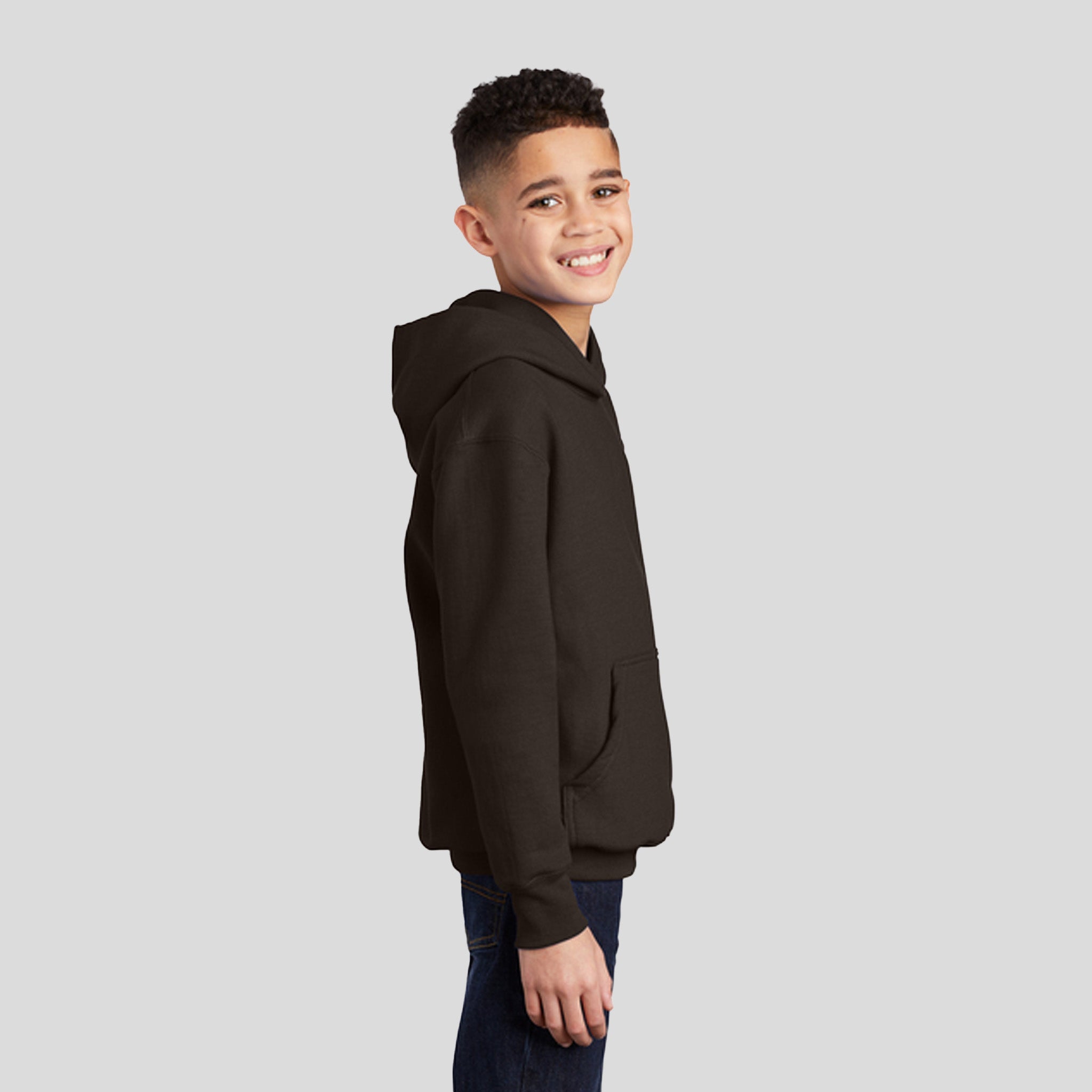 Youth Core Fleece Pullover Hooded Sweatshirt | Dark Chocolate Brown