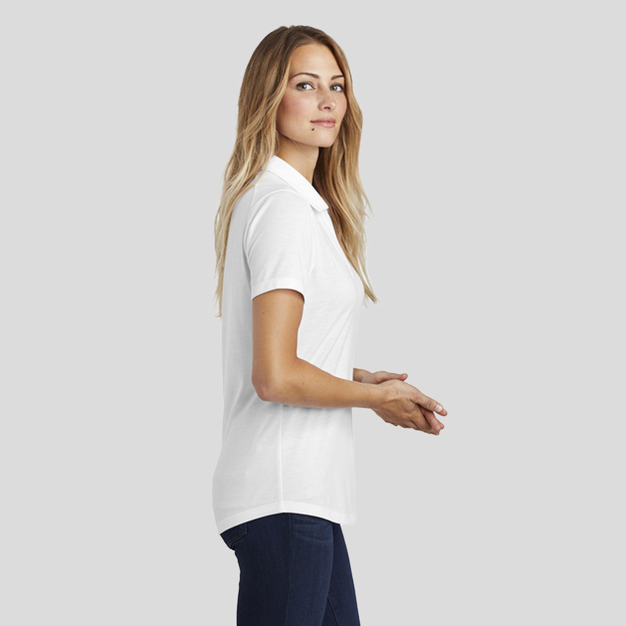 Women's PosiCharge ® Tri-Blend Wicking Polo | White Triad Solid