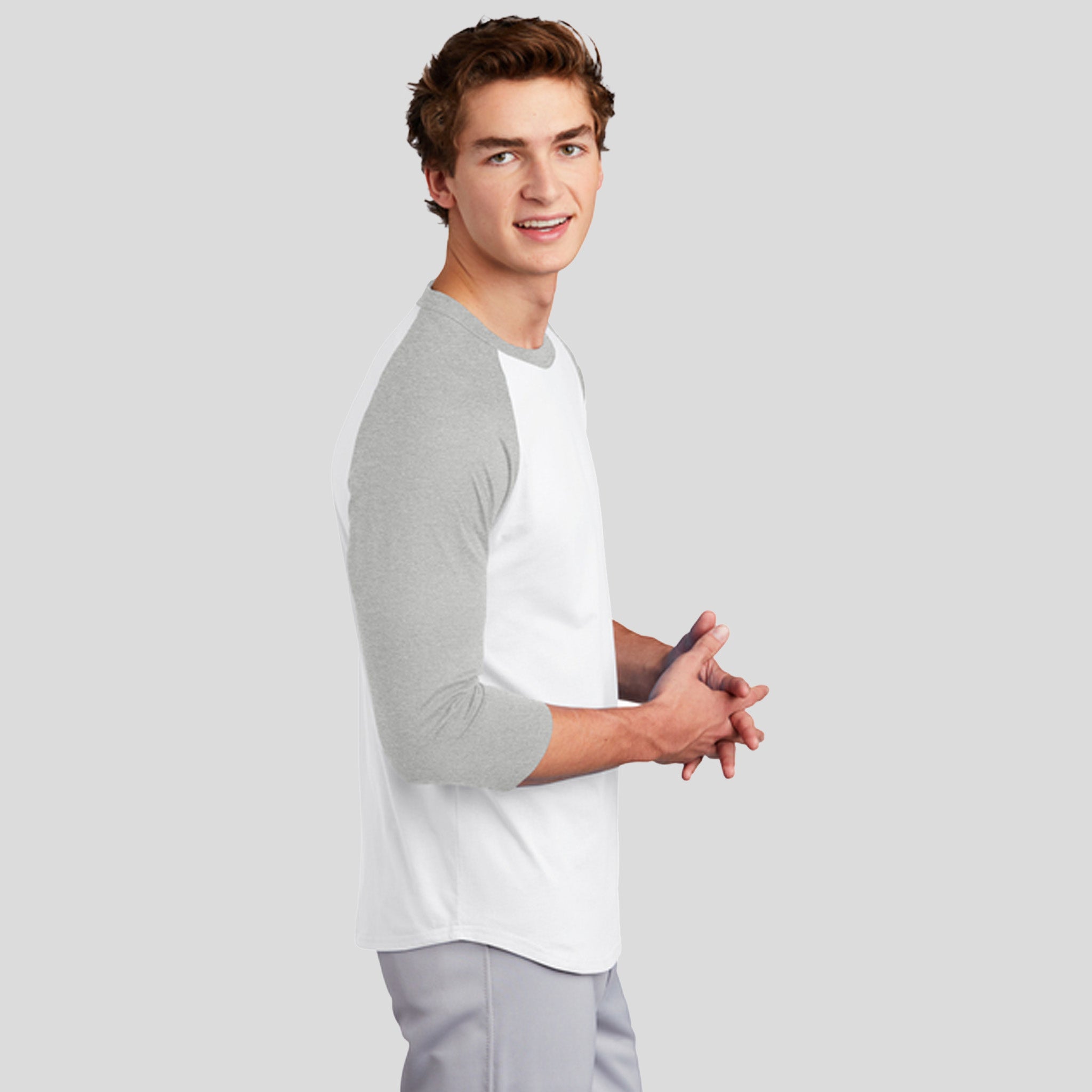 Colorblock Raglan Jersey | White/Heather Grey