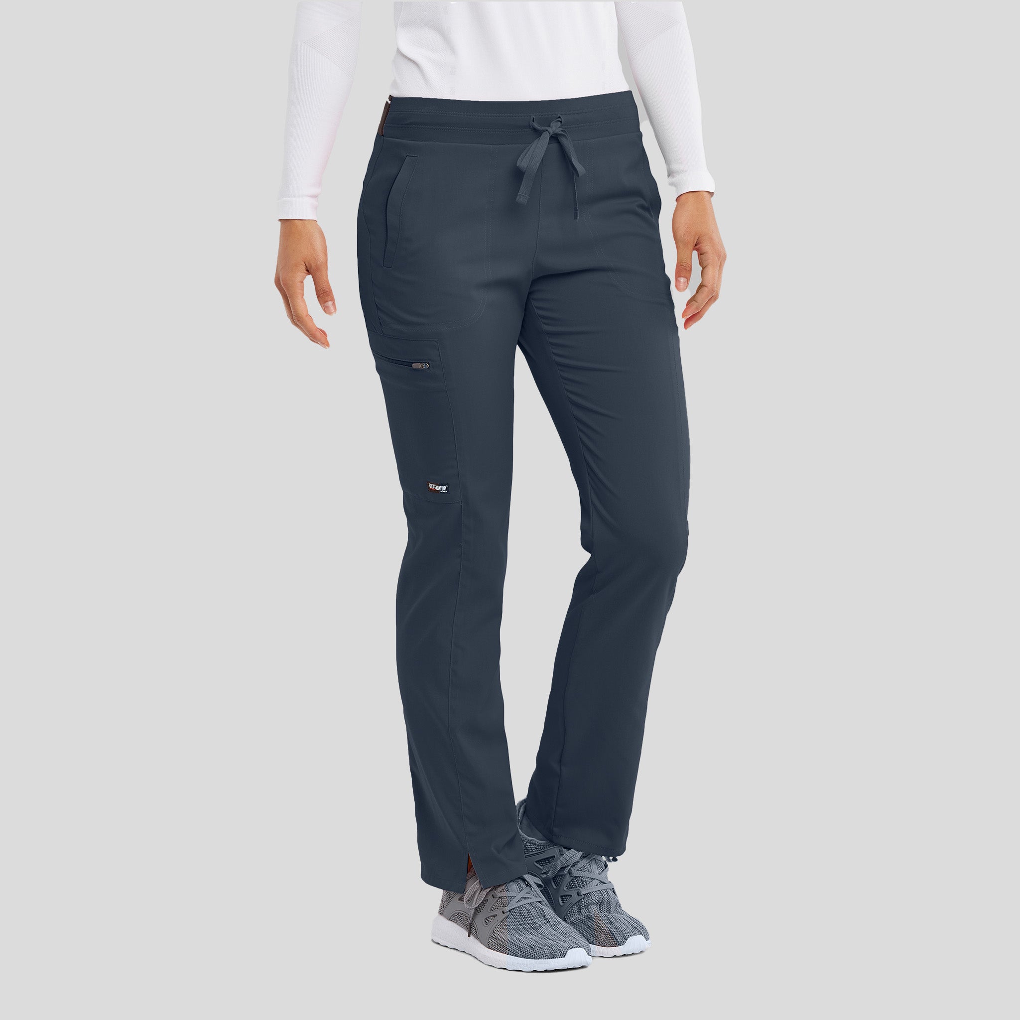 Kim 3-Pocket Mid-Rise Straight Leg Scrub Pant | Steel